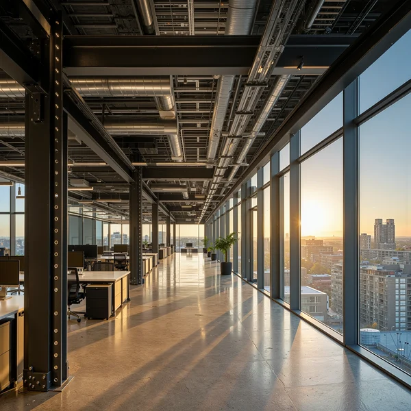 Modern Industrial Office at Sunset
