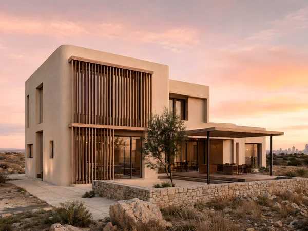 Modern Desert Villa at Sunset