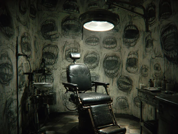 Vintage Dental Office with Surreal Wall Art