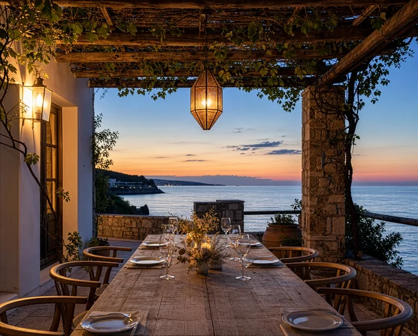 Seaside Terrace Dining at Sunset