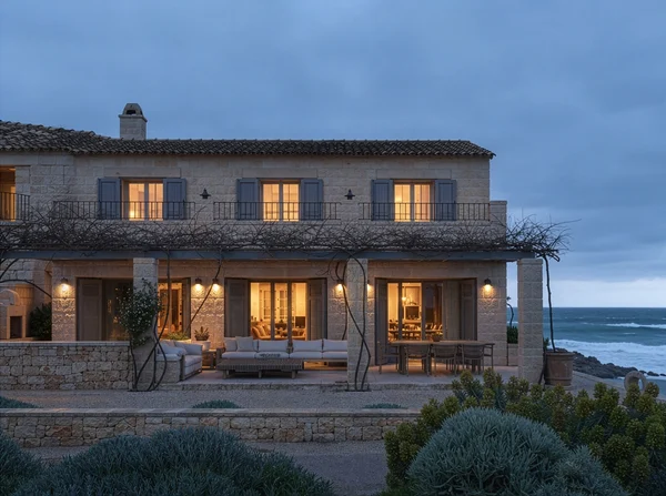 Coastal Stone Villa at Twilight