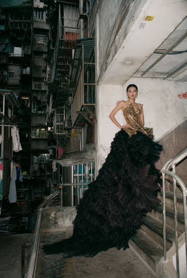 Fashion Model on Urban Staircase