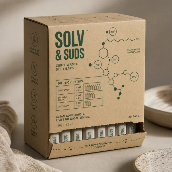 Solv and Suds Zero Waste Dish Soap Packaging