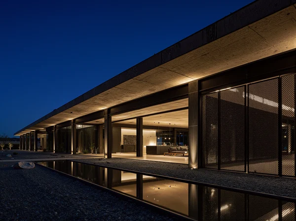 Modern Architectural House at Night
