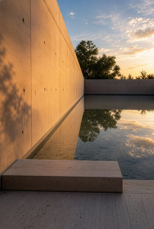 Minimalist Concrete Courtyard with Reflecting Pool