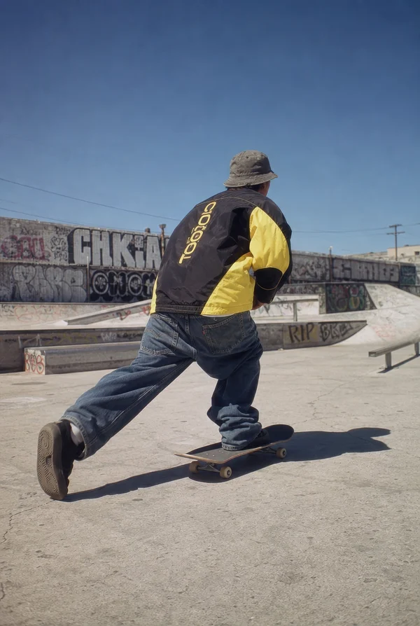 Skateboarder at an Urban Concrete Skatepark