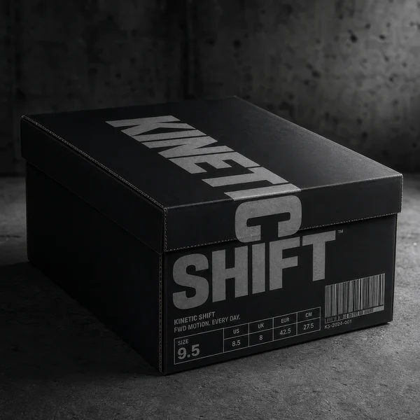 Kinetic Shift Minimalist Black Shoe Box Design