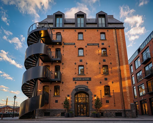 Historic Brick Building with Spiral Staircase
