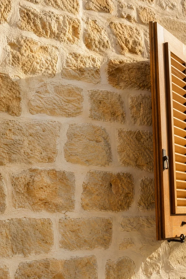 Stone Wall with Wooden Shutter