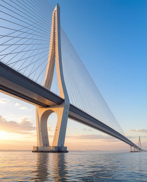 Modern Cable-Stayed Bridge at Sunset