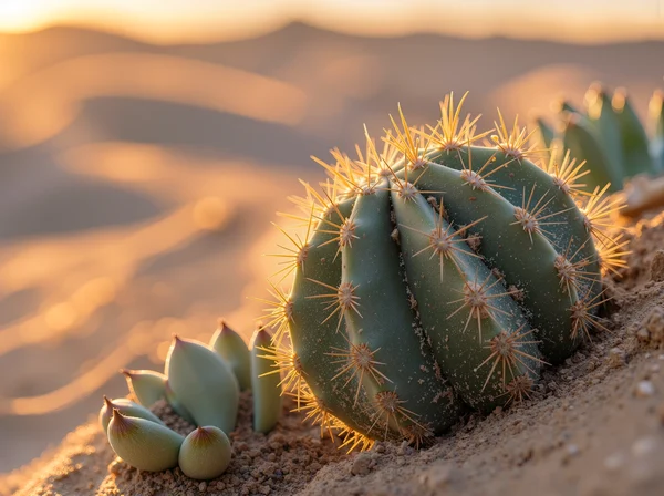 Golden Hour Cactus in the Desert