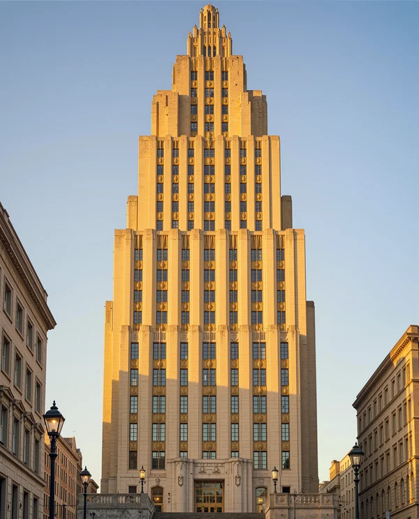 Art Deco Skyscraper at Sunset