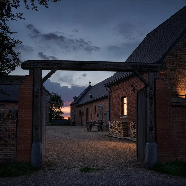 A Quiet Farmyard at Twilight