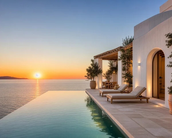 Luxury Infinity Pool Villa at Sunset