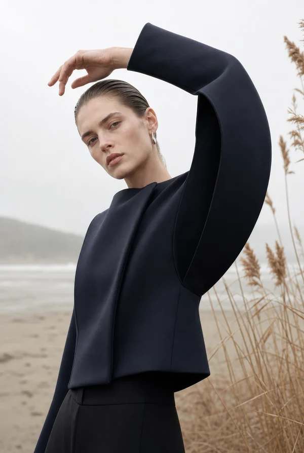 Fashion Portrait on a Misty Beach