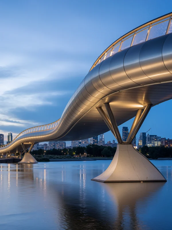 Modern Pedestrian Bridge at Twilight