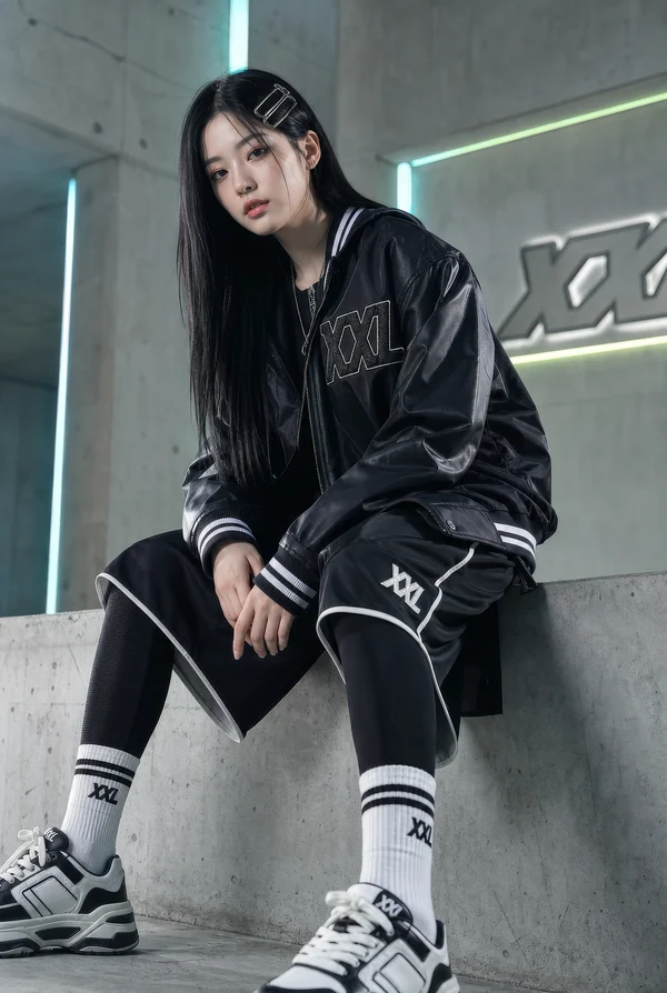 Young Woman in Urban Streetwear Style