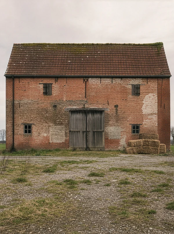 Rustic Brick Barn in a Rural Landscape