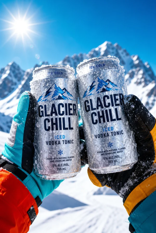 Glacier Chill Vodka Tonic Cans in Winter