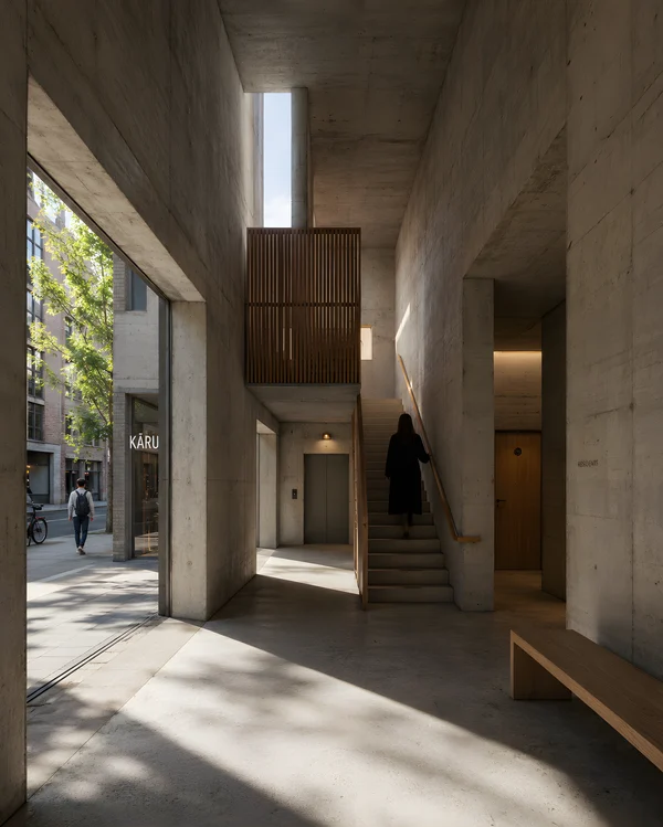 Modern Concrete Building Entrance