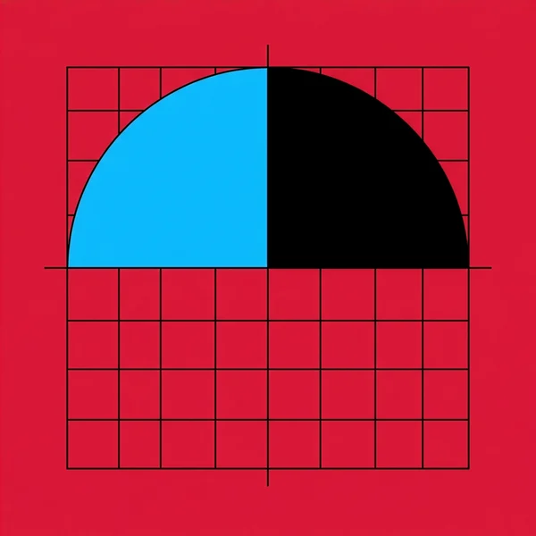 Geometric Composition with Grid and Semicircle