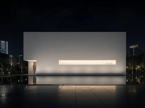 Minimalist Modern Building at Night