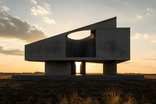Modern Concrete Structure at Sunset