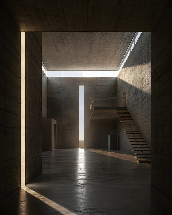 Minimalist Concrete Interior with Natural Light