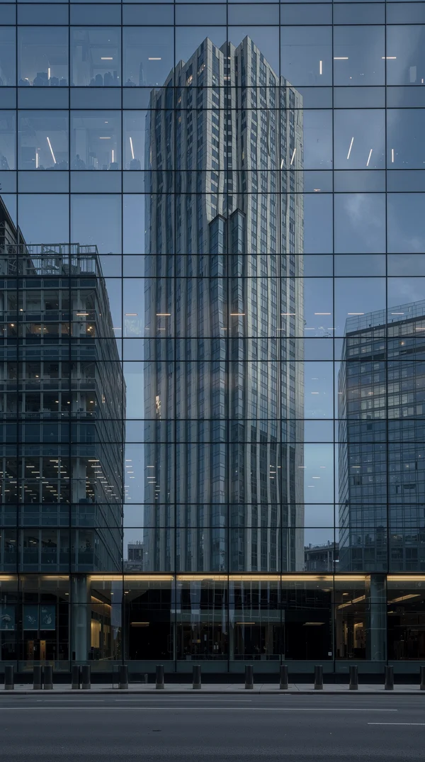 Modern Skyscraper Reflection in Glass Facade