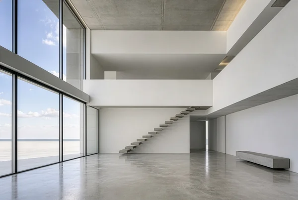 Minimalist Modern Interior with Floating Stairs