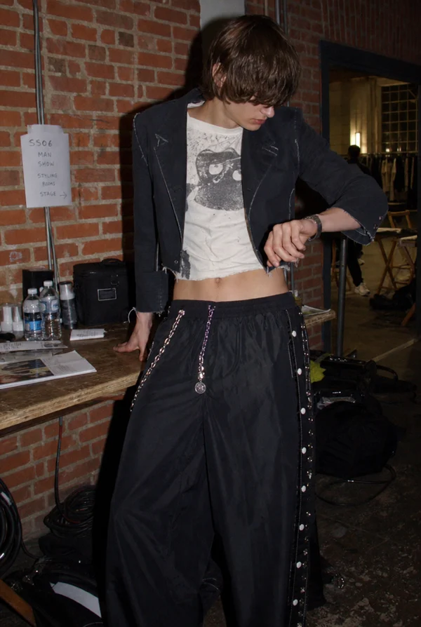 Model preparing backstage at a fashion show