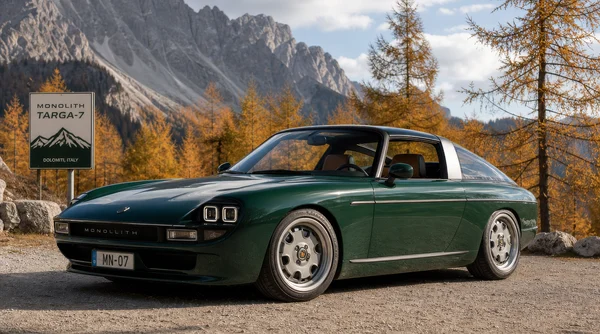 Green Sports Coupe in the Italian Dolomites