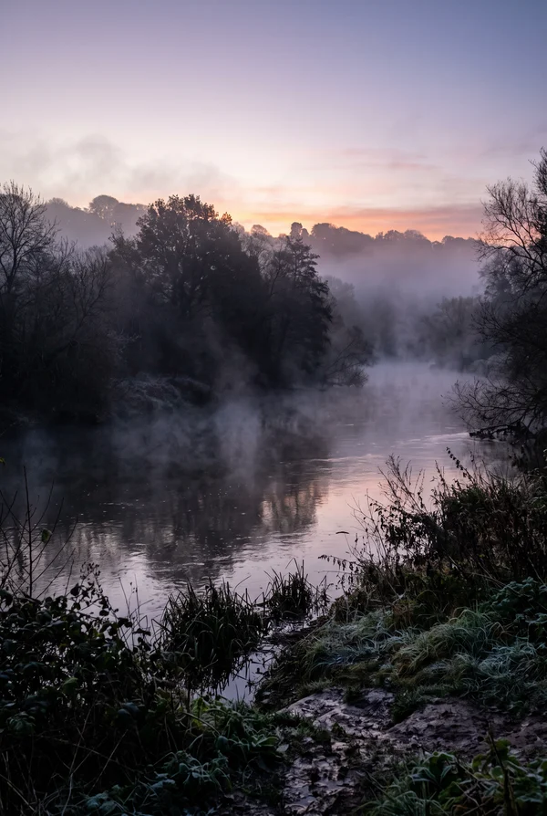 Misty Morning River at Sunrise