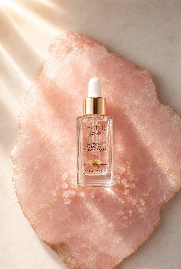 Botanical Cuticle Oil on Pink Crystal Slab