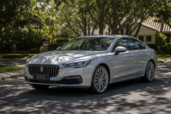 Silver Luxury Sedan Parked on Suburban Street
