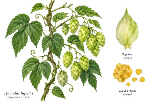 Botanical Illustration of Common Wild Hop