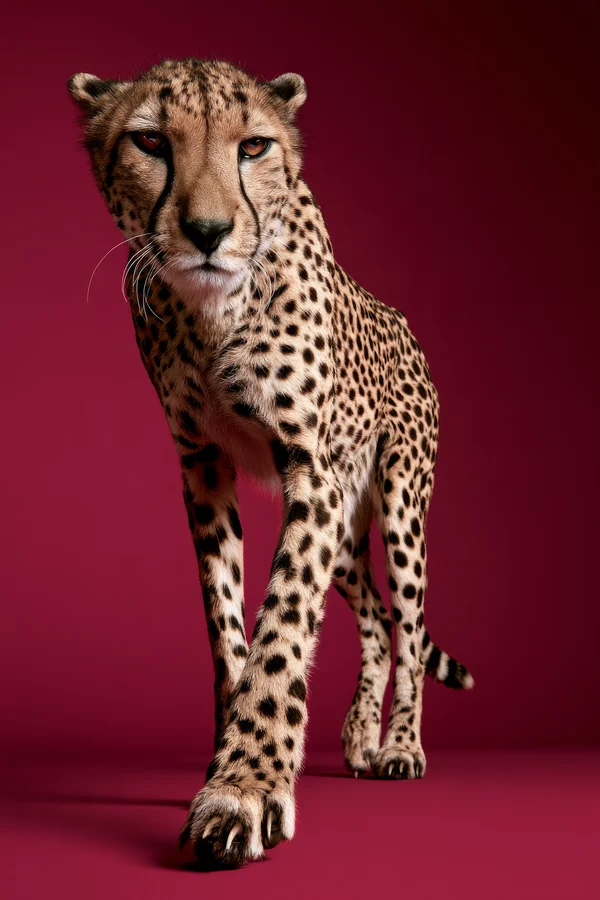 A Majestic Cheetah Standing Against Magenta