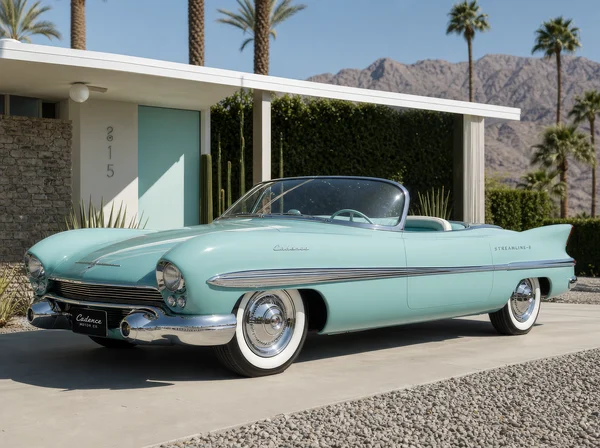 Vintage Turquoise Roadster at Mid-Century Home