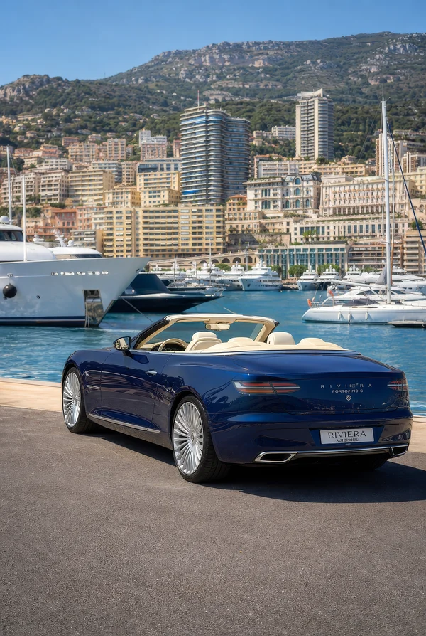 Luxury Convertible Car Parked at a Marina