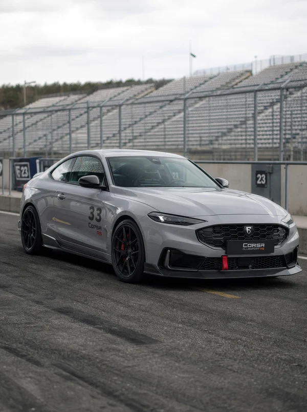 Grey Sports Coupe on Race Track