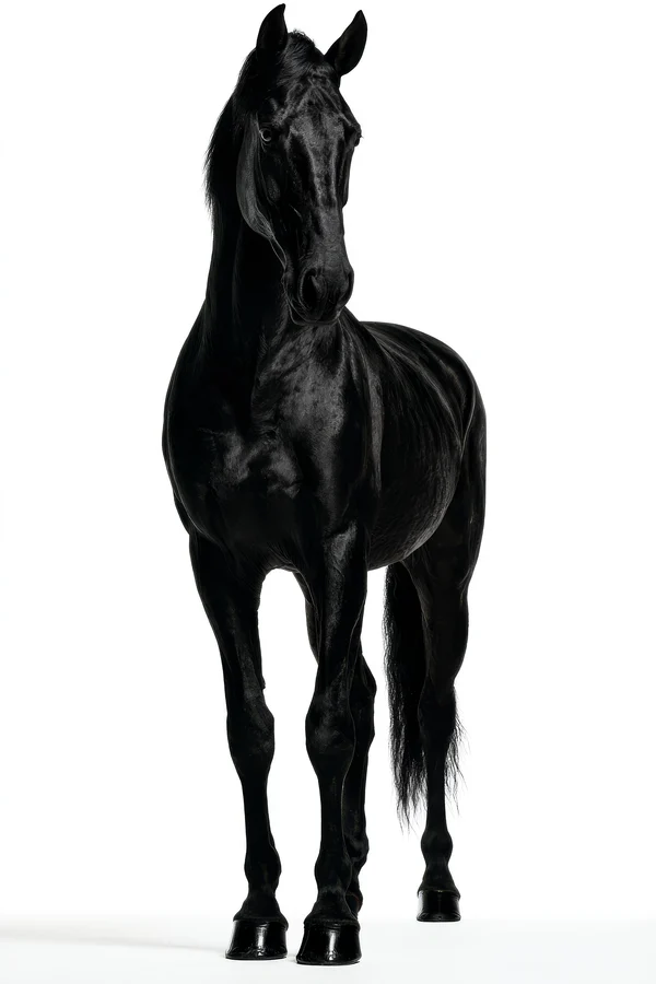 A Majestic Black Stallion Standing Tall