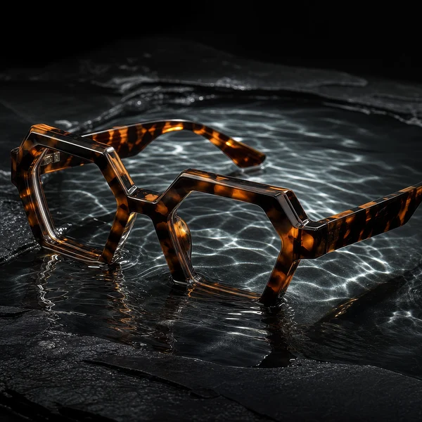 Tortoiseshell Geometric Eyewear on Slate