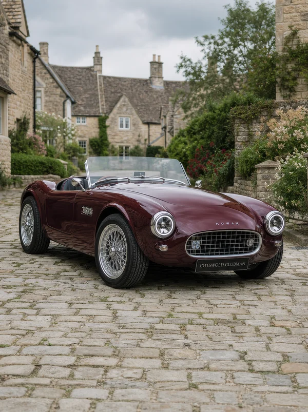 Vintage Style Roadster on Cobblestone Street