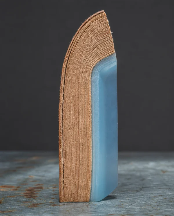 Stacked Leather and Blue Resin Material Study