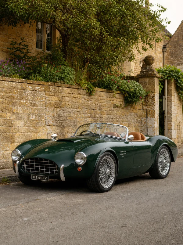 Vintage Style Roadster Parked by Stone Wall