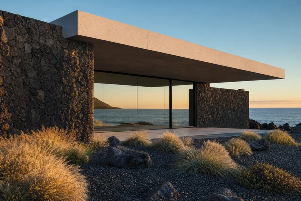 Modern Coastal Pavilion at Sunset