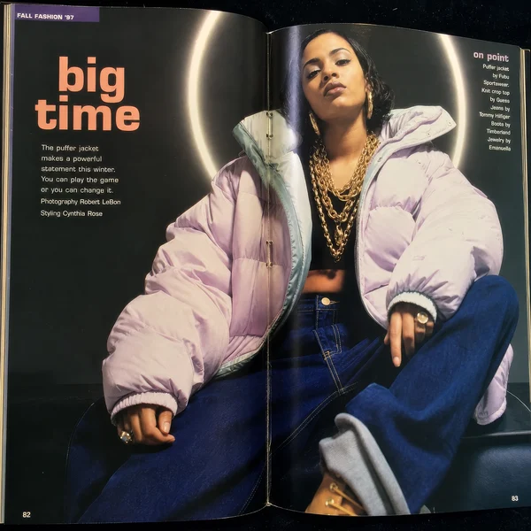 Vintage Magazine Spread Featuring Puffer Jacket