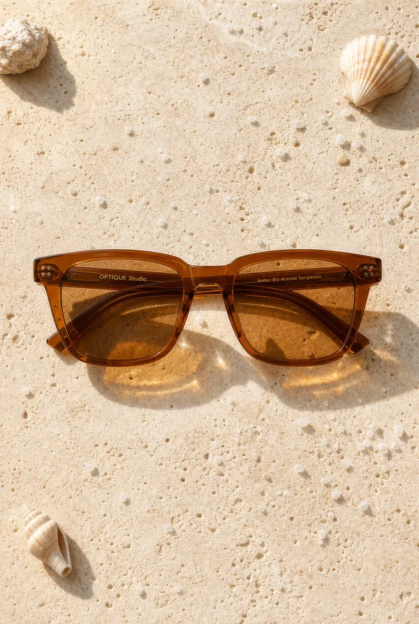 Amber Bio-Acetate Sunglasses on Limestone