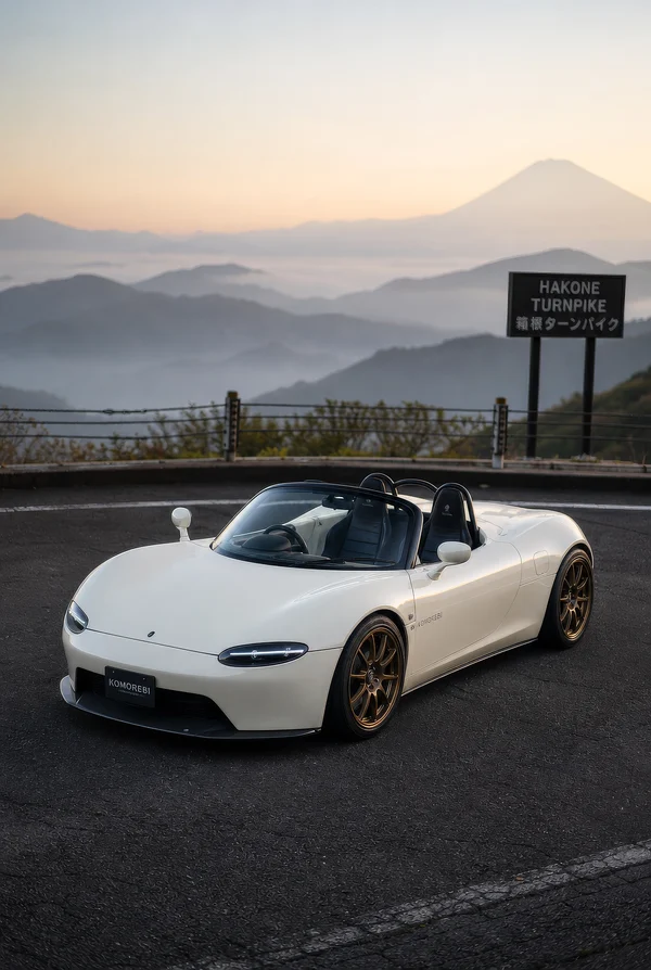 White Sports Roadster on a Mountain Road