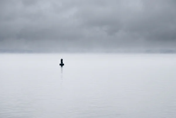 Minimalist Buoy on a Calm Misty Lake